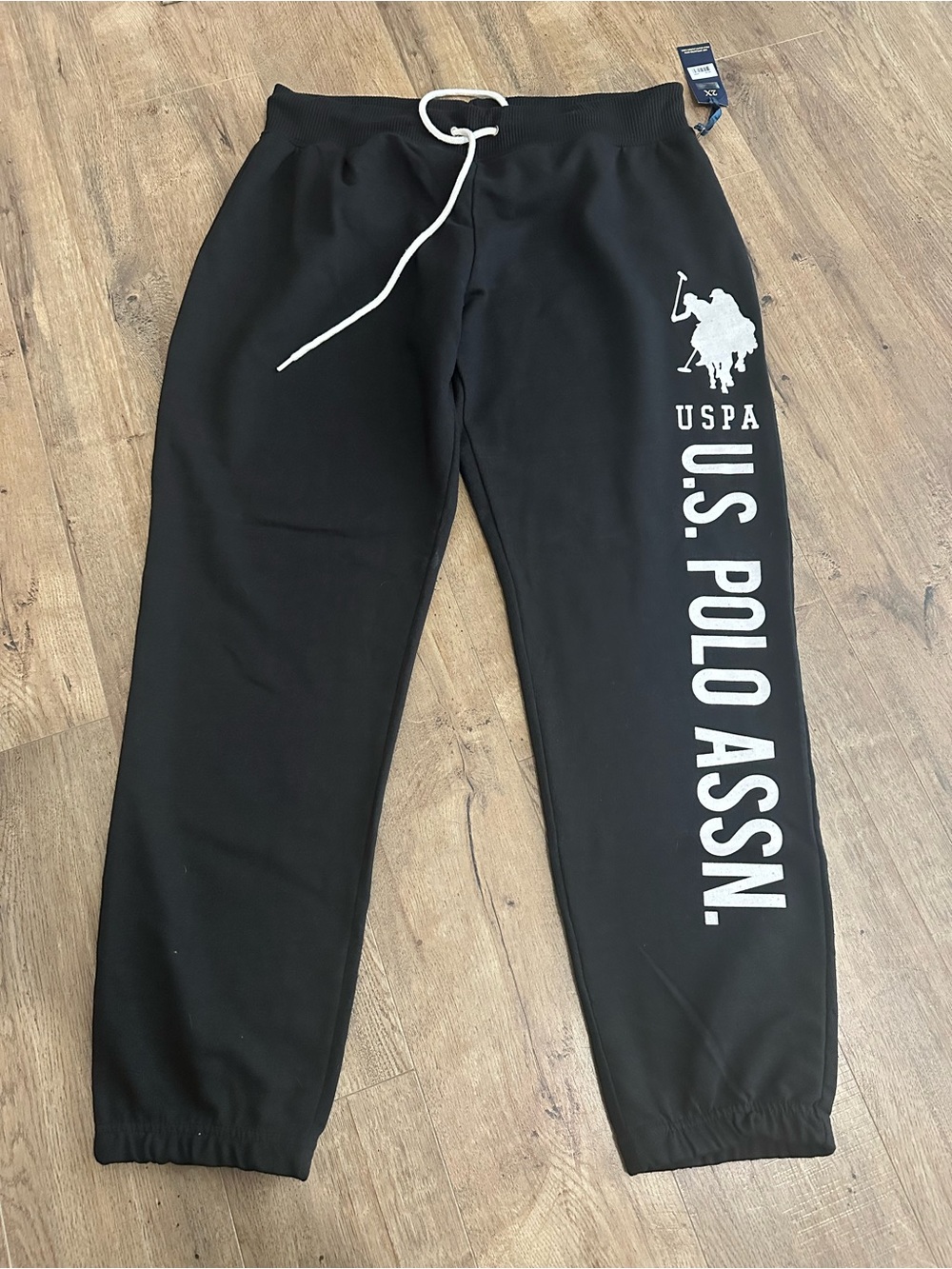 U.S. Polo Assn. Black Sweatpants with White Logo
